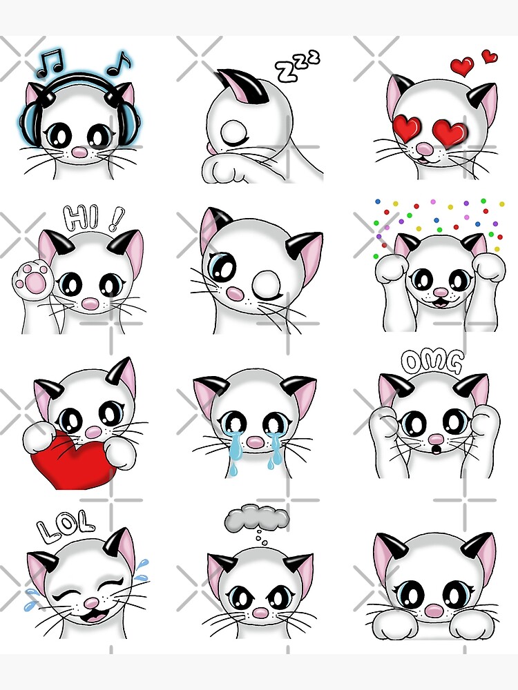 "cute Cats Emotes Emojis" Poster for Sale by PeziCreation Redbubble