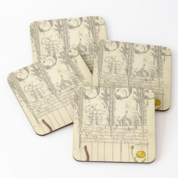 Item preview, Naturalist Manuscript: Insects, Flower, and Calligraphy Illumination by Joris Hoefnagel designed and sold by Naturalist Prints.