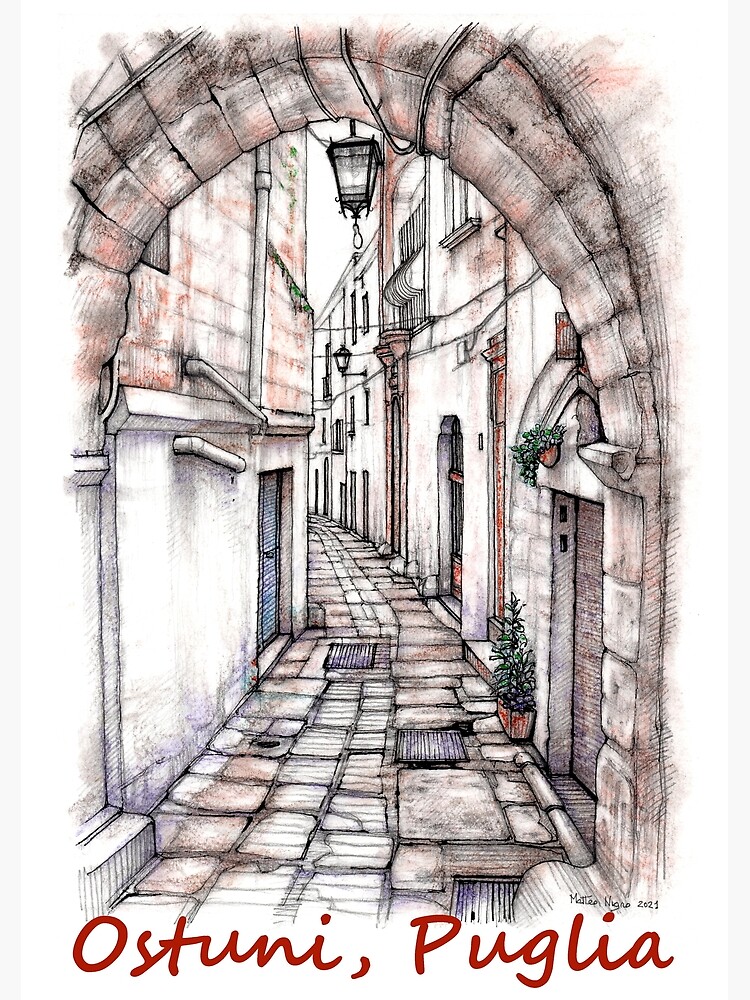 Thumbnail 2 of 2, Postcard, Ostuni BR, Puglia, Italy designed and sold by matteo-sketcher.