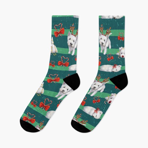 Item preview, Christmas Westies green pattern designed and sold by ArtInPi.
