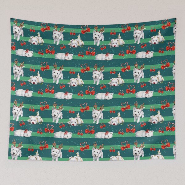 Item preview, Christmas Westies green pattern designed and sold by ArtInPi.