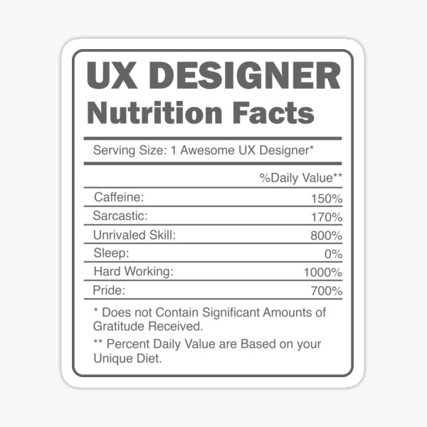 Item preview, Ux Designer Nutritional Facts Art designed and sold by MrEddie10.