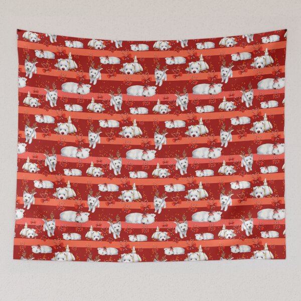 Item preview, Christmas Westies red pattern designed and sold by ArtInPi.