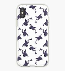 Watercolor monochrome pattern with orca iPhone Case