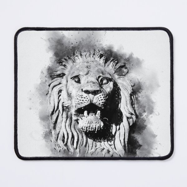 Item preview, Lion Watercolor Portrait Statue in Budapest Black and White designed and sold by Andreea Eva Herczegh.