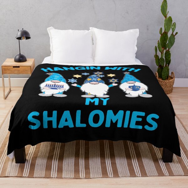 Item preview, Hangin with My Shalomies 3 Hanukkah Gnomes Elves Cute Blue Dreidel Hats designed and sold by funnytshirtemp.