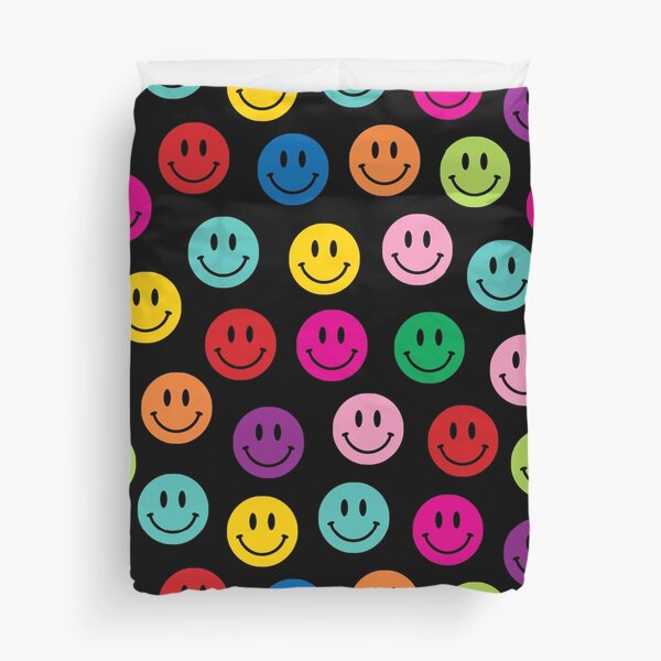 Rainbow Color Smiley Faces Duvet Cover