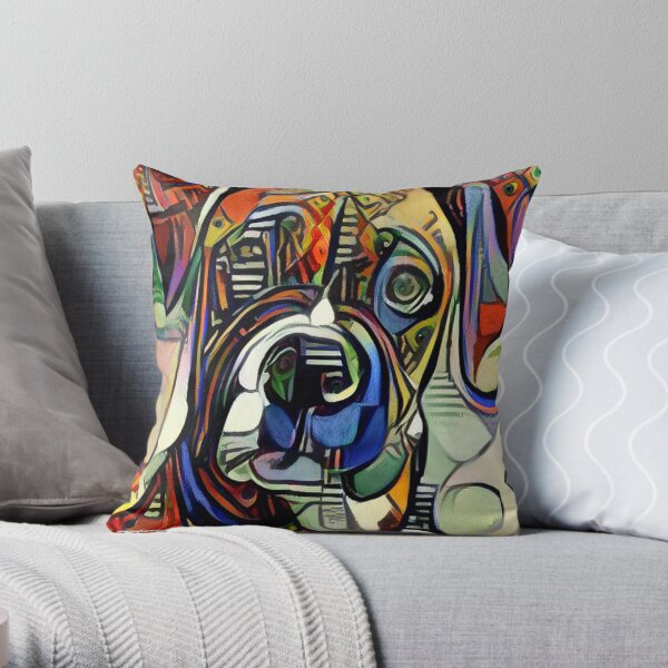 Inquisitive Boxer by Dianne ❤ Throw Pillow