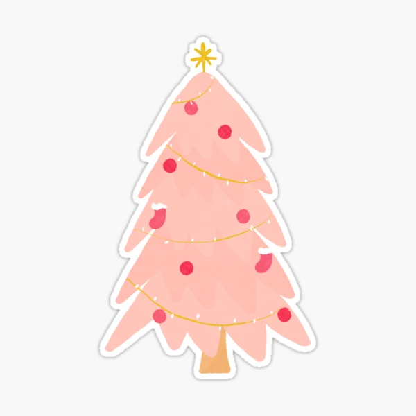 Preppy Pink Christmas Tree Sticker for Sale by EpicCreation