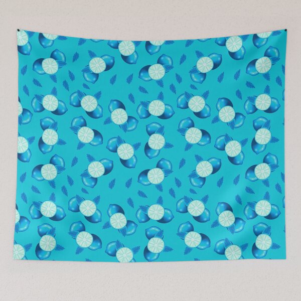 Item preview, Blue lime fruits pattern style designed and sold by nickardi.