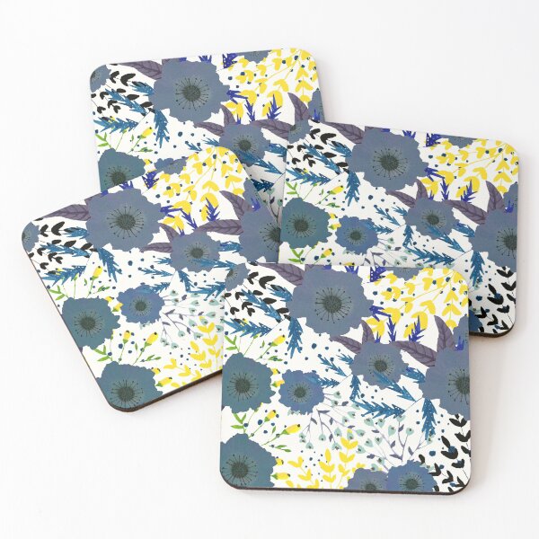 Item preview, Blue and Yellow Floral Print designed and sold by stevie-kay.