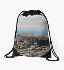 The Parthenon Overlooks The City Drawstring Bag
