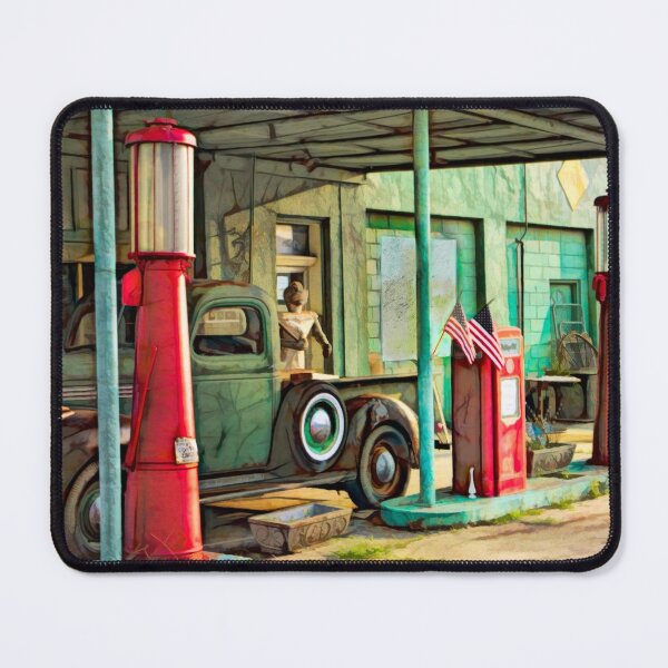 Item preview, Old Gas Station With Red Pumps designed and sold by art64.
