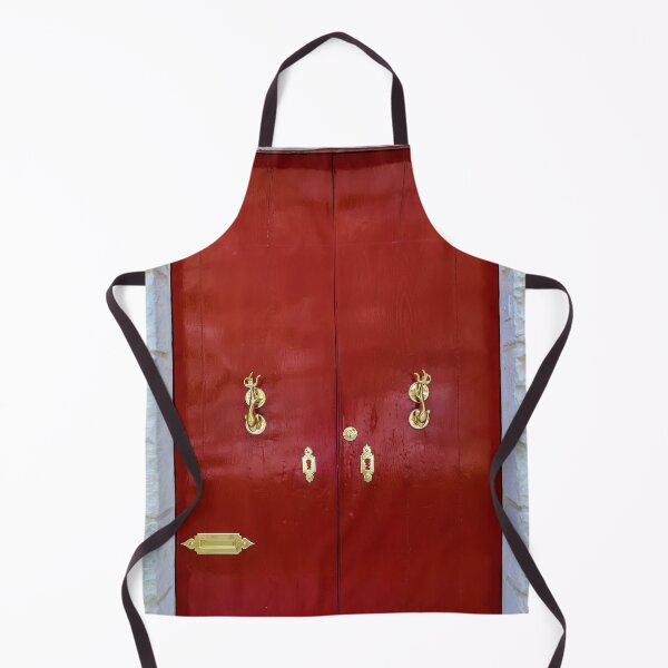 Item preview, Red wooden door with golden vintage knockers designed and sold by lena-maximova.