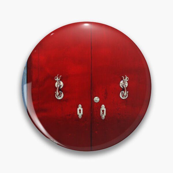 Item preview, Red wooden door with golden vintage knockers designed and sold by lena-maximova.