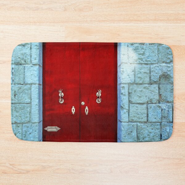 Item preview, Red wooden door with golden vintage knockers designed and sold by lena-maximova.