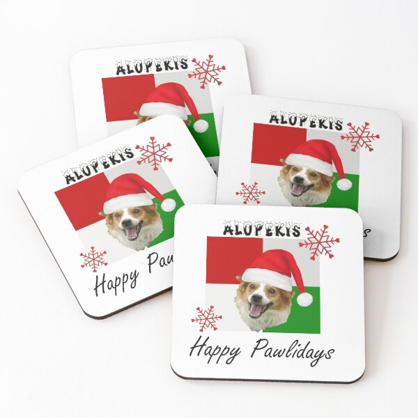 Item preview, Happy Pawlidays – Christmas Alopekis Dog Design w/ Santa Hat designed and sold by platinumblks.
