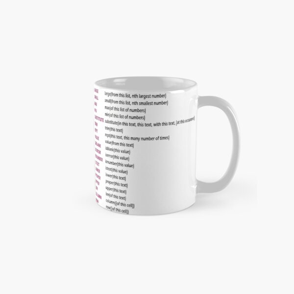Ultimate guide to Excel Spreadsheets functions Classic Mug