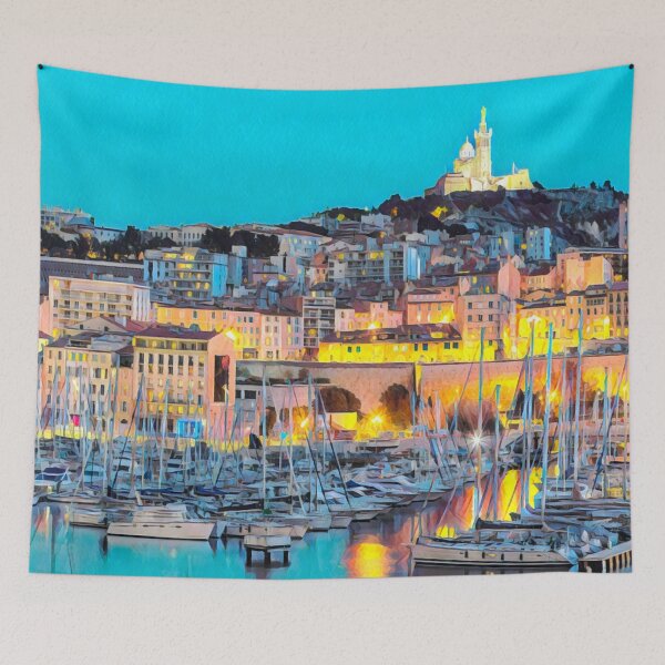 Aperçu de l'œuvre Marseille Vintage Voyage créée et vendue par Sofia-Draws.