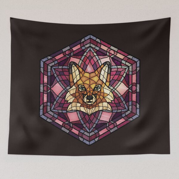 Item preview, Red Fox Pink Stained Glass designed and sold by Wyvernwrought.