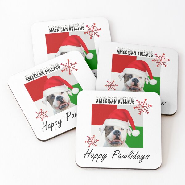 Item preview, Happy Pawlidays – Christmas American Bulldog Dog Design w/ Santa Hat designed and sold by platinumblks.