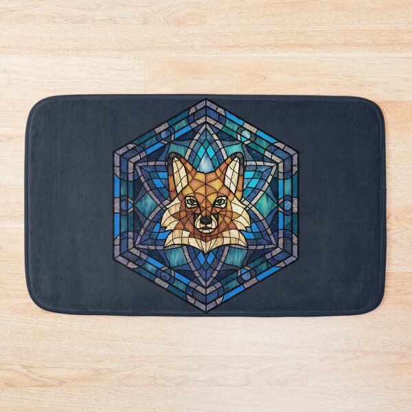 Item preview, Red Fox Blue Stained Glass designed and sold by Wyvernwrought.