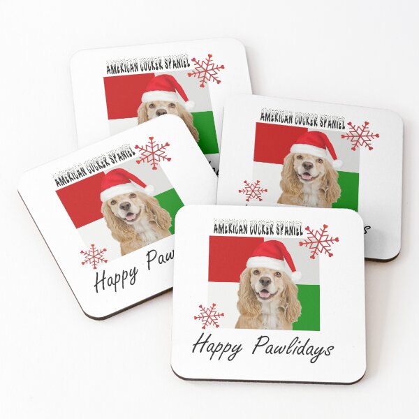 Item preview, Happy Pawlidays – Christmas American Cocker Spaniel Dog Design w/ Santa Hat designed and sold by platinumblks.