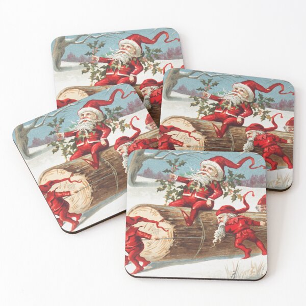 Item preview, Santa elves sliding on a log by L. Prang & Co designed and sold by Designedbysm.