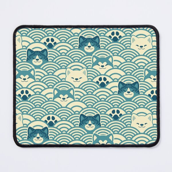 Item preview, Japanese Waves and Akitas - Light Teal designed and sold by KaijuKennels.