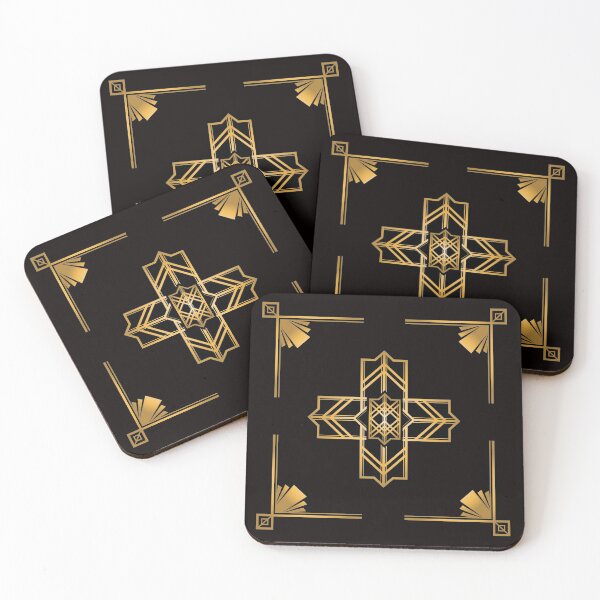 Item preview, Art Deco Nouveau Black and Gold Geometric  designed and sold by SloganExpress.
