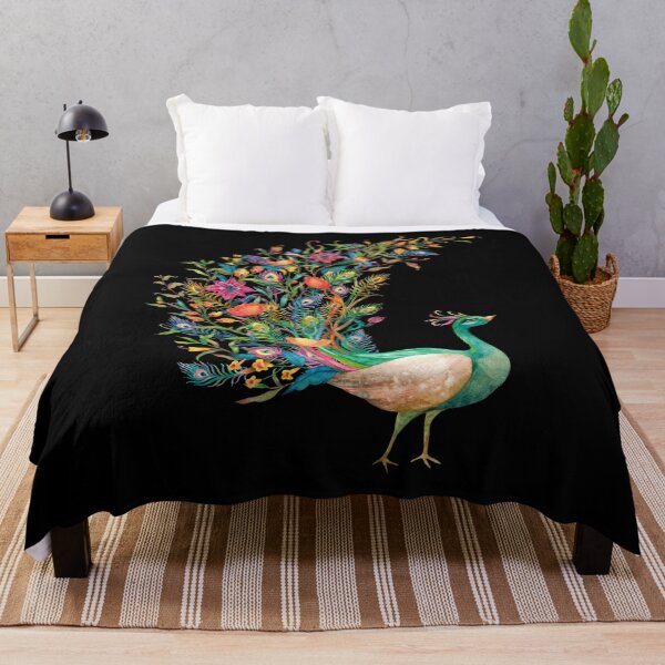 Item preview, Watercolor Peacock with Colorful Flowy Flowers and Feathers designed and sold by GoldfishEast.
