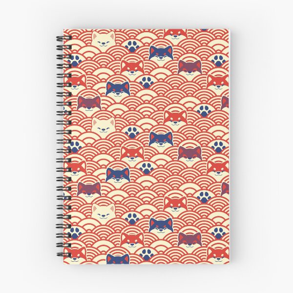 Item preview, Japanese Waves and Shibas - Classic Red and Navy designed and sold by KaijuKennels.