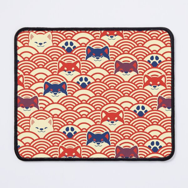 Item preview, Japanese Waves and Shibas - Classic Red and Navy designed and sold by KaijuKennels.
