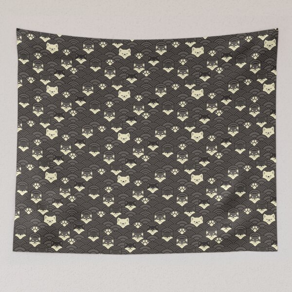 Item preview, Japanese Waves and Shibas - Dark Pewter designed and sold by KaijuKennels.
