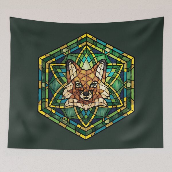 Item preview, Red Fox Green Stained Glass designed and sold by Wyvernwrought.