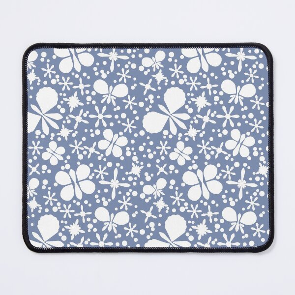 Butterflies and Flowers on Blue Mouse Pad