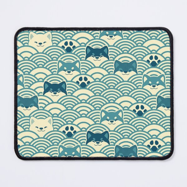 Item preview, Japanese Waves and Shibas - Light Teal designed and sold by KaijuKennels.