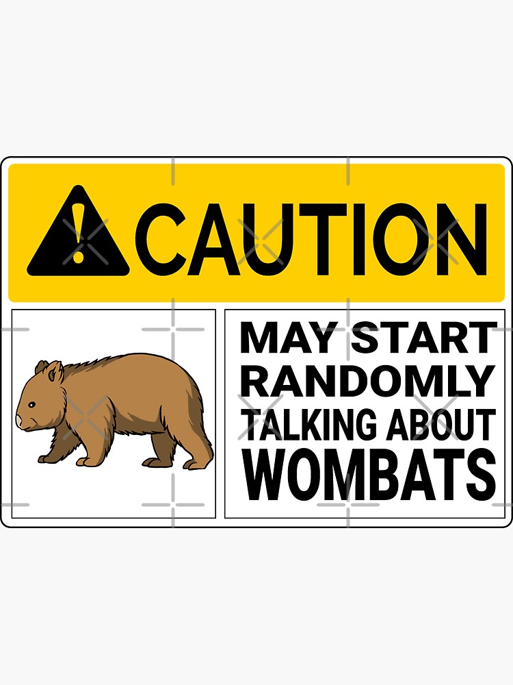Imagen 3 de 3, Pegatina con la obra Wombat Sticker Precaución puede comenzar a hablar aleatoriamente sobre Wombats, diseñada y vendida por JasKei-Designs.