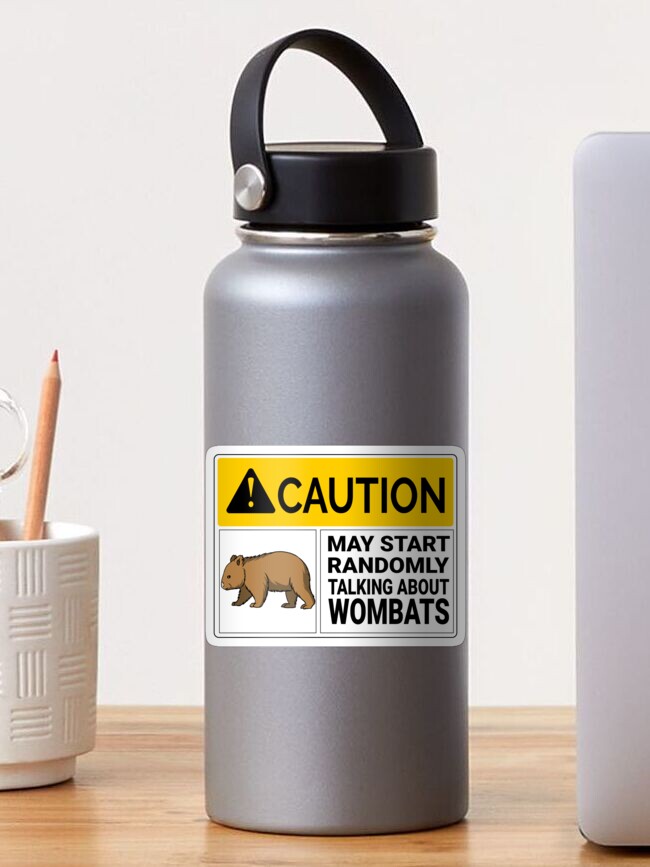 Imagen 1 de 3, Pegatina con la obra Wombat Sticker Precaución puede comenzar a hablar aleatoriamente sobre Wombats, diseñada y vendida por JasKei-Designs.