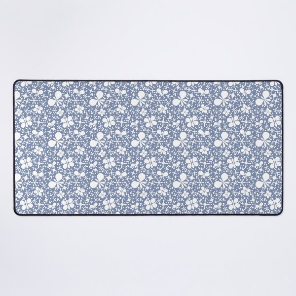 Butterflies and Flowers on Blue Desk Mat