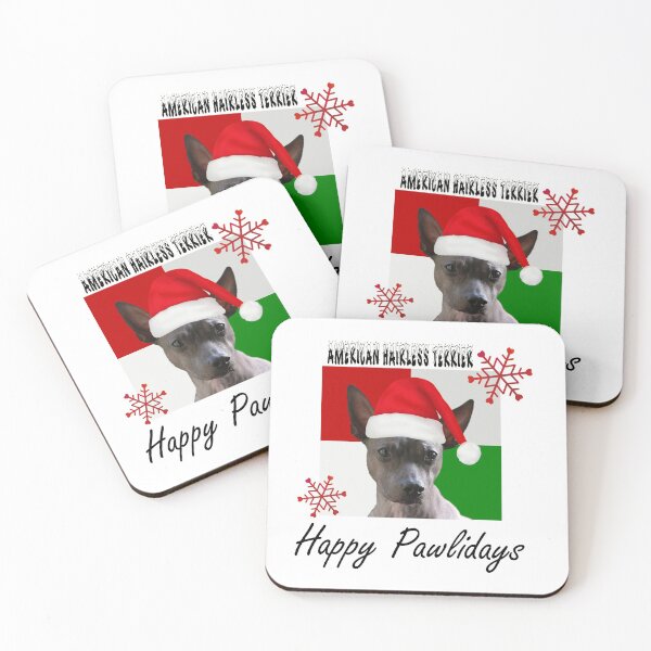 Item preview, Happy Pawlidays – Christmas American Hairless Terrier Dog Design w/ Santa Hat designed and sold by platinumblks.