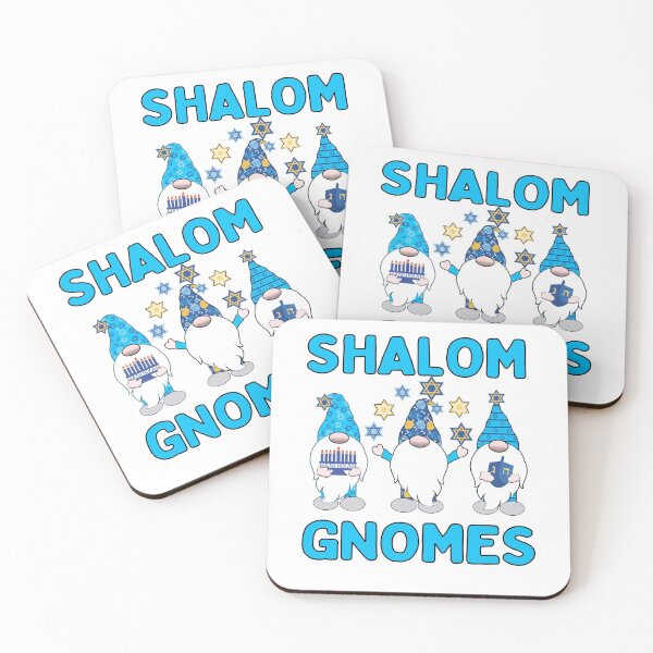 Aperçu de l'œuvre Shalom Gnome 3 Hanukkah Gnomes Elfes Chapeaux Dreidel bleus mignons créée et vendue par funnytshirtemp.