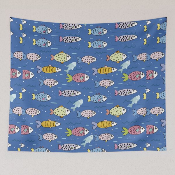 Item preview, Abstract Mixed Multicolor Fishes Pattern. Cute Colorful Fishes Nautical Sea Life designed and sold by silviaol.