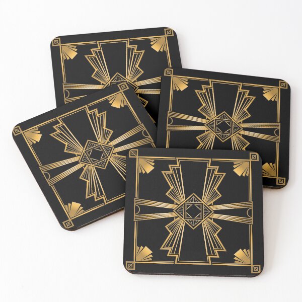 Item preview, Art Deco Nouveau Black and Gold Geometric Design designed and sold by SloganExpress.