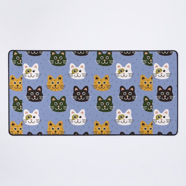 Item preview, Cute Funny Black, White and Orange Kitty Faces. Cat Faces on Blue Pattern designed and sold by silviaol.