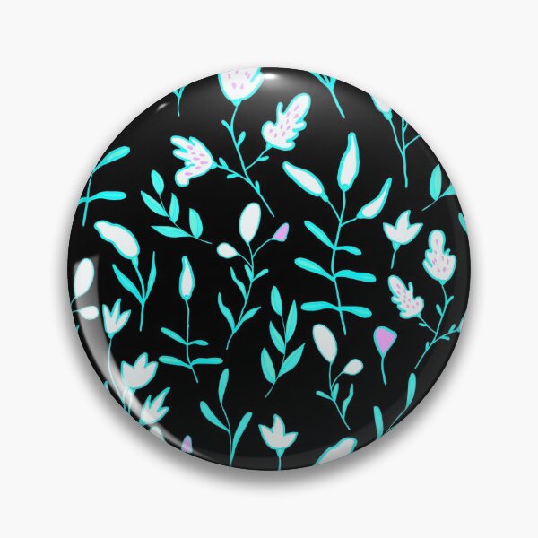 Item preview,  Abstract Green Leaves and Flowers on Black Background Botanical Nature Pattern designed and sold by silviaol.
