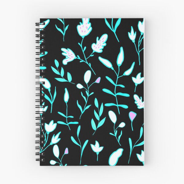 Item preview,  Abstract Green Leaves and Flowers on Black Background Botanical Nature Pattern designed and sold by silviaol.