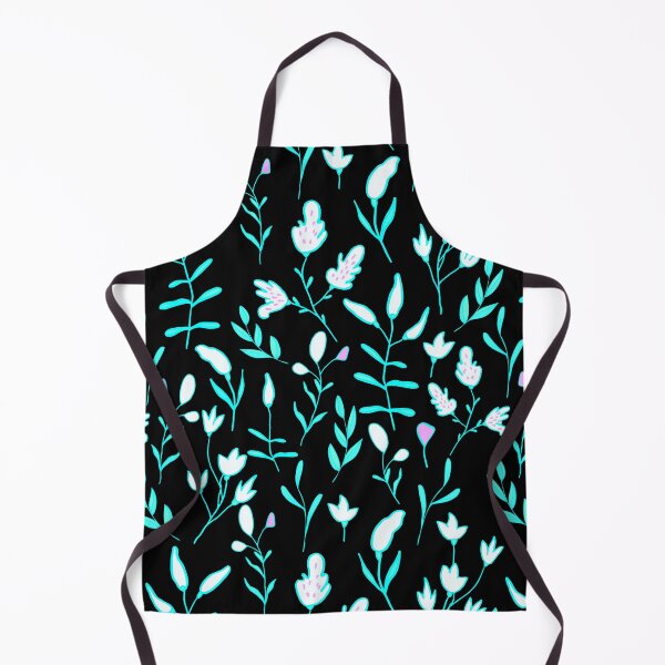 Item preview, Abstract Green Leaves and Flowers on Black Background Botanical Nature Pattern designed and sold by silviaol.