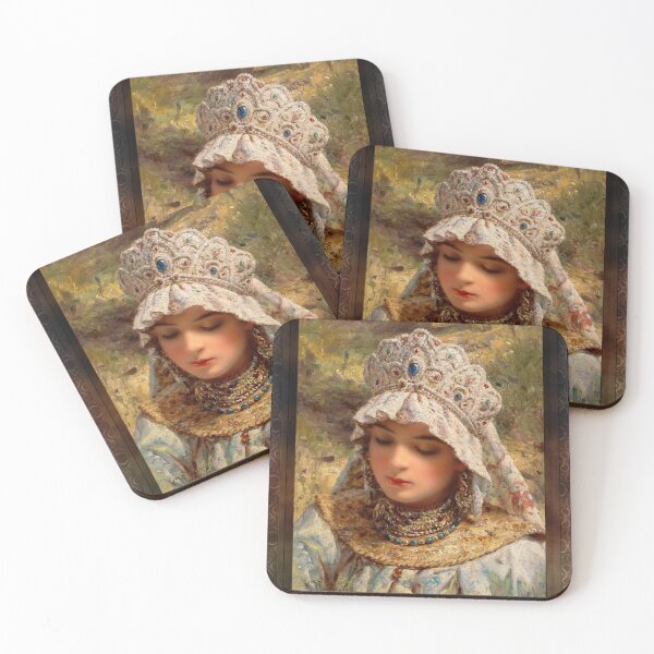 Item preview, Girl with Kokoshnik by Konstantin Makovsky Classical Fine Art Xzendor7 Old Masters Reproductions designed and sold by Xzendor7 Digital Art Creations.