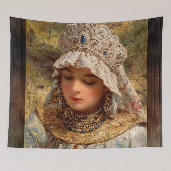 Item preview, Girl with Kokoshnik by Konstantin Makovsky Classical Fine Art Xzendor7 Old Masters Reproductions designed and sold by Xzendor7 Digital Art Creations.